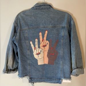 Sadie & Sage Peace Sign Denim Jacket